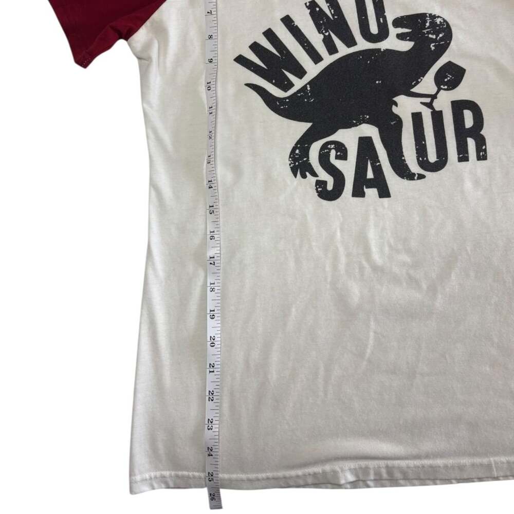Fashion Classic Fashion Wino Saur Dinosaur Wine Graphic Raglan T-Shirt Size S/M - Picture 5 of 7